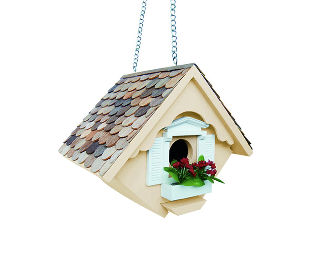 CC Home Furnishings 8" Beige and Brown Cottage Outdoor Garden Birdhouse